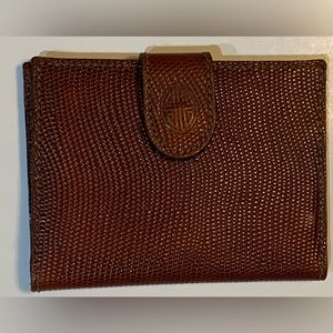 Pellateri card wallet zip brown lizard leather Very Clean, intact glazing